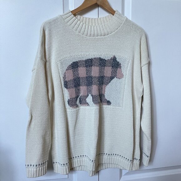 Cotton Country Sweater Womens L White Laurentian Polar Bear Phoebe Friends - Picture 1 of 8